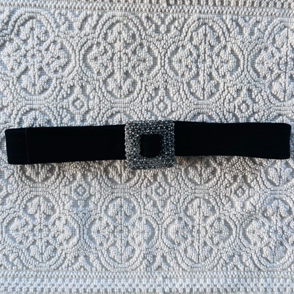 María Calderara Belt Crystal Buckle Black 100% Wool Waist main image 7